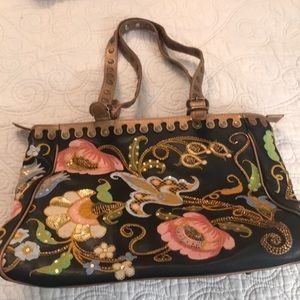 Embroidered and beaded tote